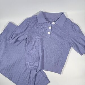 Cotton Knit Polo Shirt Short Sleeve Casual Top Size S